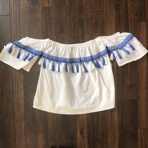 Off The Shoulder Tassel Top